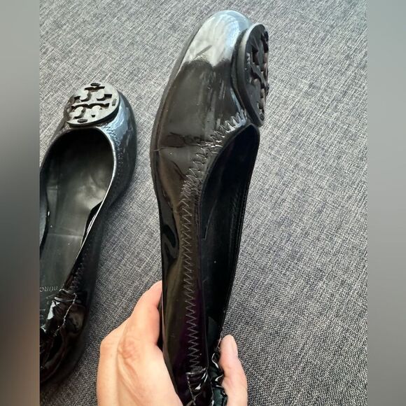 Tory Burch Reva Ballet Flat Patent Leather Black Size 7 - Picture 12 of 12